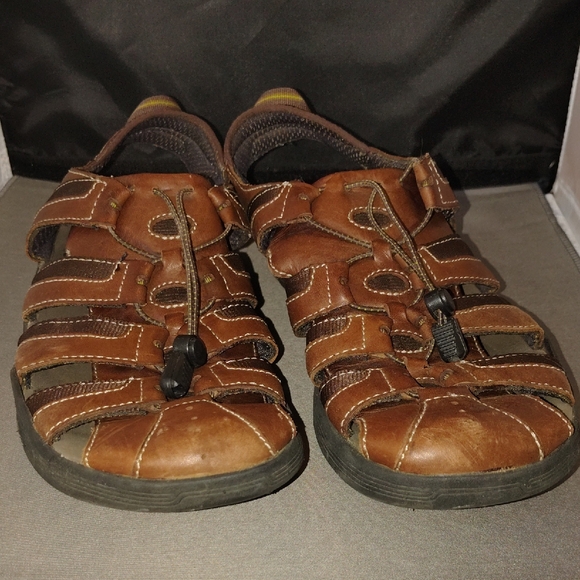Men's Brown Leather Sandals - Picture 1 of 3